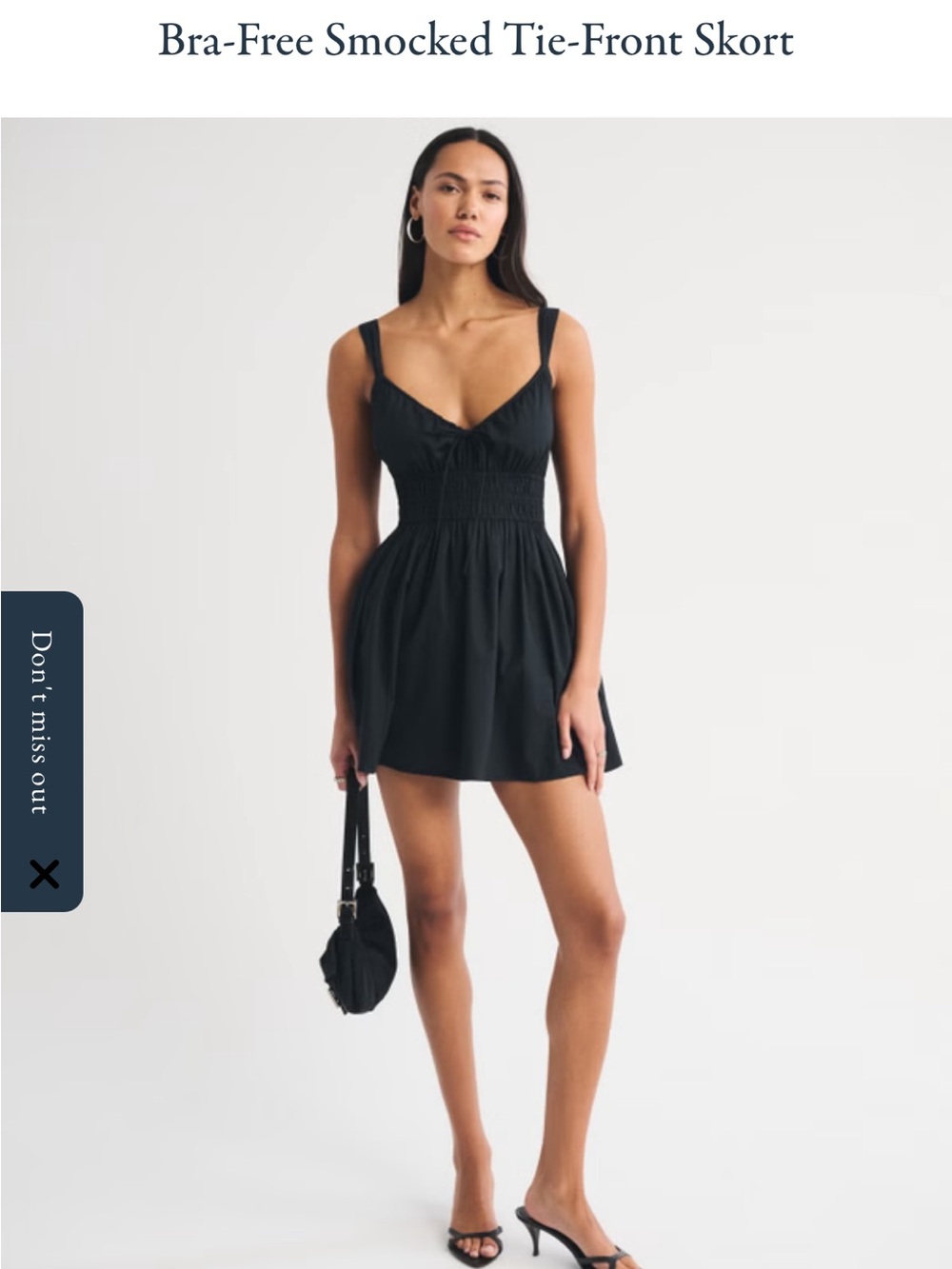Abercrombie & Fitch Black Smocked Tie-Front Mini Dress Small TALL